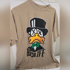 Iced Out Rich Life Mens tshirt Sz 2XL beige /duck
